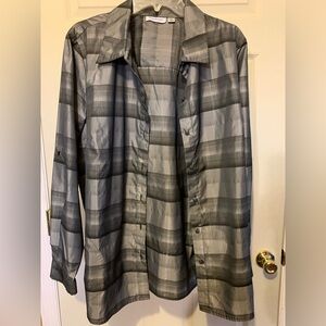 Joan Rivers size XL vintage button up lightweight blouse; HAS POCKETS